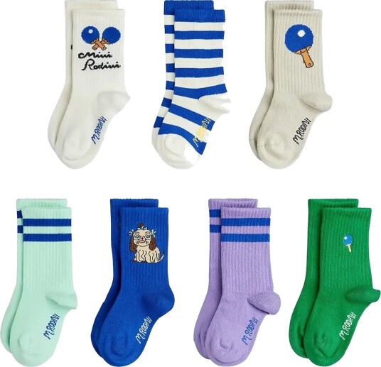 Mini Rodini Table Tennis 7 Pack Socks   Multi/patterned   16/19