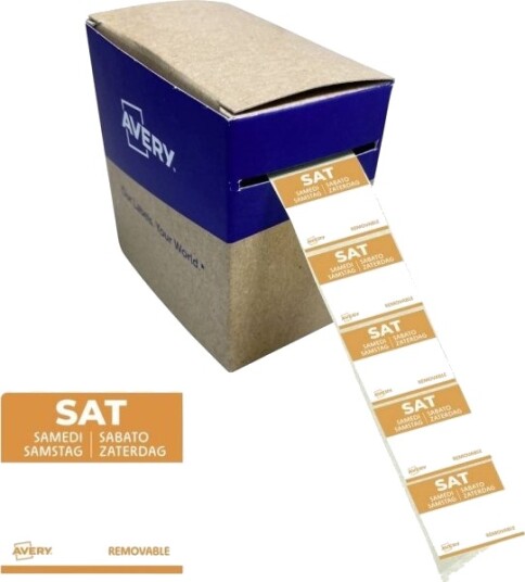 Avery Dagsetiketter Sat 25 X 25 Mm Oransje Skrivelinjer Avrundede Hjørner Avtakbare 1 Stk Dlssatrev 1000