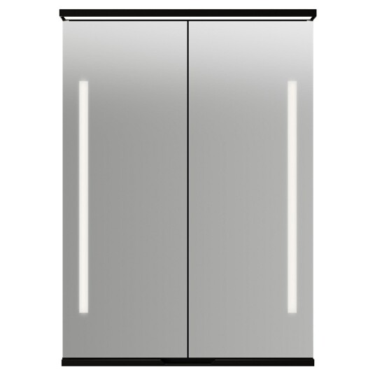 Linn Bad Sogn Speilskap med Integrert Belysning og Stikk Svart Matt / 60cm
