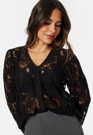 VERO MODA Vmgabena L/S lace shirt Black L