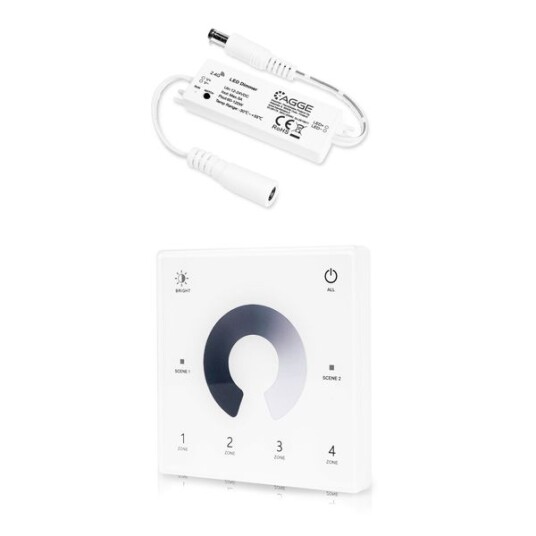 Driver til LED stripe AGGE Single Colour Mini Controller RF 2,4 GHz Driver + Remote control Dimming Wall Mount Touch Panel Driver til LED stripe AGGE Single Colour Mini Controller RF 2,4 GHz Driver + Remote control Dimming Wall Mount Touch Panel