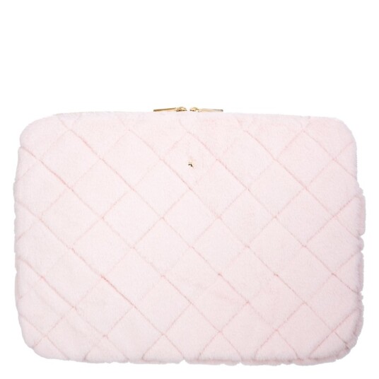 DARK Faux Fur Quilted Mac Cover Pale Rose