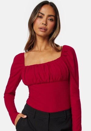 BUBBLEROOM Neija Square Neck Top Red L