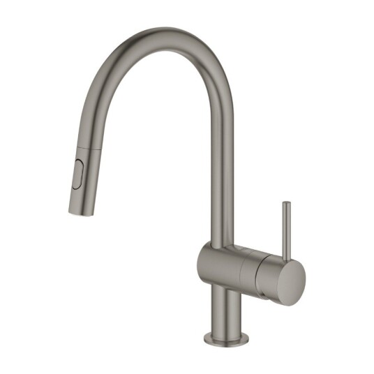Grohe Minta blandebatteri med C-kran og hånddusj (hard graphite) Grohe Minta blandebatteri med C-kran og hånddusj (hard graphite)