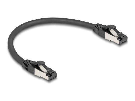 Delock Koblingskabel Rj-45 Hann Til Rj-45 Hann 25 Cm 6 Mm S/Ftp Pimf Cat 8.1 Uten Hindringer Up To 40 Gbps Data Transfer Rate Halogenfri Svart