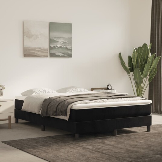 Boxspring sengeramme svart 135x190 cm Double fløyel Boxspring sengeramme svart 135x190 cm Double fløyel