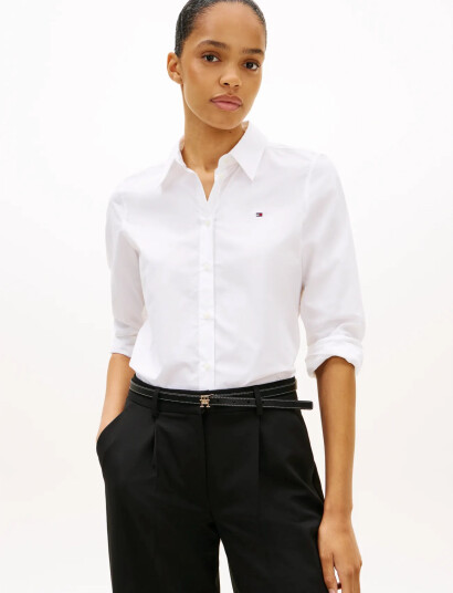 Tommy Hilfiger Cotton Stretch Regular Ls Shirt - White - 36 Tommy Hilfiger Cotton Stretch Regular Ls Shirt - White - 36