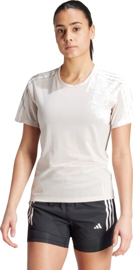 adidas Own The Run 3 Stripes Løpe T skjorte Dame Beige XS