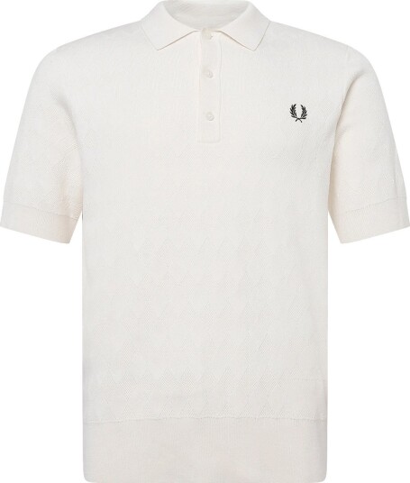 Fred Perry Pointelle Knitted Shirt Cream XXL