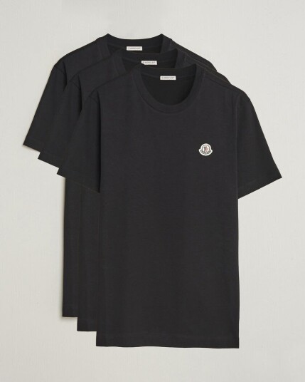 Moncler 3 Pack Logo T Shirts Black