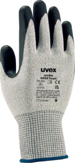 Uvex Unidur 6659 Foam Sort Grå Voksen Voksen Unisex Fiber Polyamid Polyethylen
