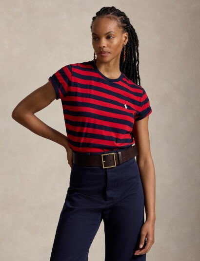 Polo Ralph Lauren Striped Cotton Jersey Tee Red M