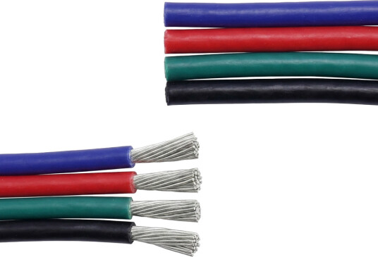 20m 1,2mm² RGB kabel 4 leder 16AWG 12V 24V til LED strip