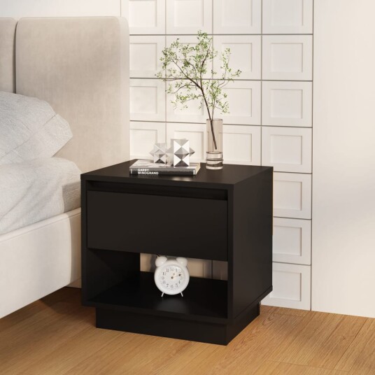 vidaXL Nattbord svart 45x34x44 cm sponplate