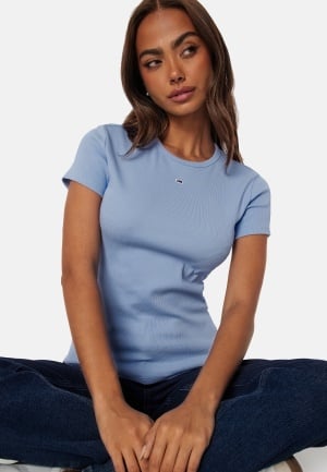 TOMMY JEANS Slim Essential Rib SS C3S Moderate Blue XS TOMMY JEANS Slim Essential Rib SS C3S Moderate Blue XS