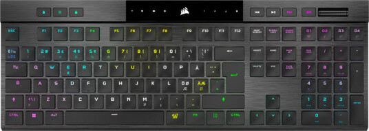 Corsair K100 Air Trådløst Gamingtastatur Nordisk Cherry MX Ultra Lavprofil RGB Svart Corsair K100 Air Trådløst Gamingtastatur Nordisk Cherry MX Ultra Lavprofil RGB Svart