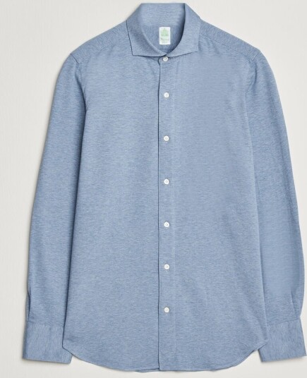 Finamore Napoli Cotton/Cashmere Jersey Shirt Light Blue