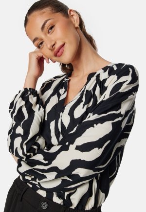 BUBBLEROOM V-neck Viscose L/S Blouse Patterned M