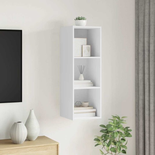 vidaXL Vegghengt TV-benk hvit 37x37x107 cm sponplate