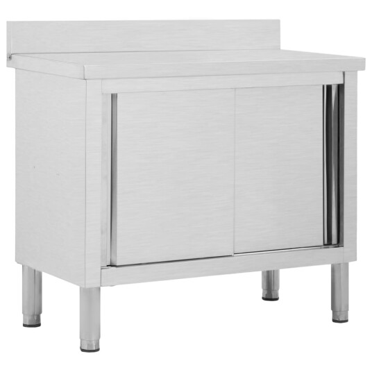 Arbeidsbenk med skyvedører 100x50x(95-97) cm rustfritt stål