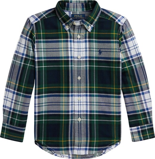 Ralph Lauren Kids Plaid Cotton Oxford Shirt White 132 137