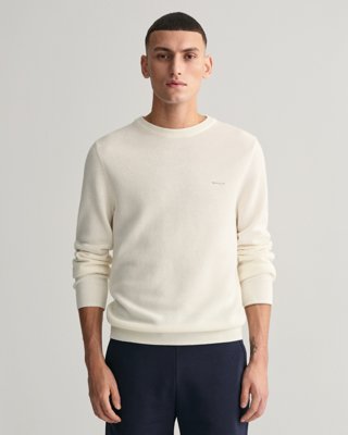 Gant Genser med rund hals i bomullspiqué EGGSHELL XXXL