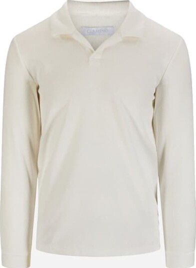 Cermino Riviera Terry Polo Long Sleeve - White Hvit L