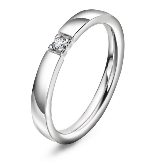 Pan Jewelry, Lady alliansering i 585 hvitt gull med diamant 0,07 ct