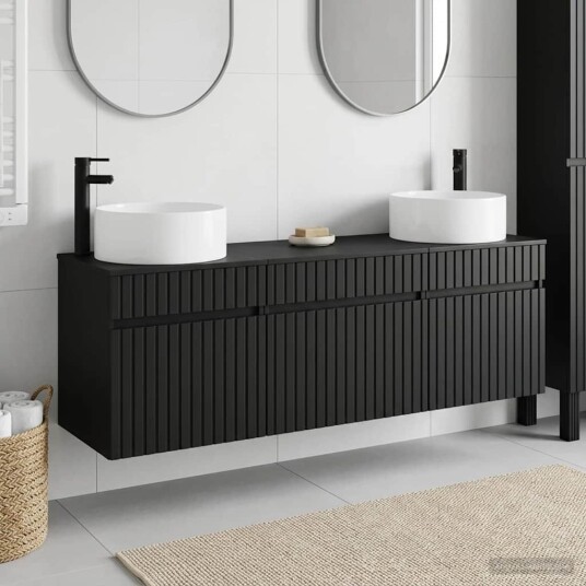 vidaXL Baderomsskapsett 3 stk. Svart 49 x 44,5 x 65,5 cm