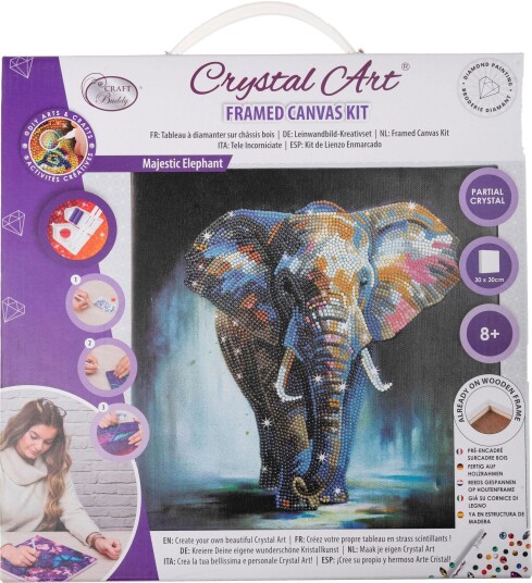 Crystal Art Krystallbilde Sett 30x30cm, Treramme - Majestic Elephant