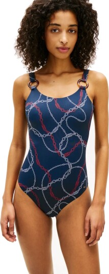 Tommy Hilfiger Scoop Back Op Print (Ext) Navy XL