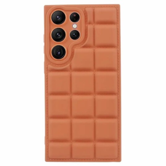INCOVER Samsung Galaxy S24 Ultra Fleksibelt Plast Deksel med Jakketekstur - Brun