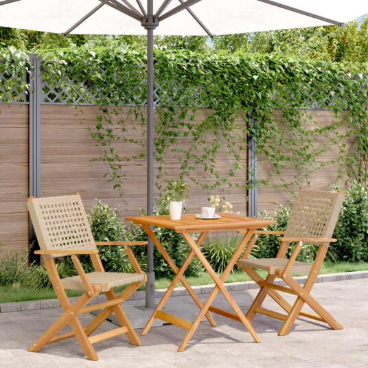 Bistrosett 3 deler beige polyrotting og heltre 3281876
