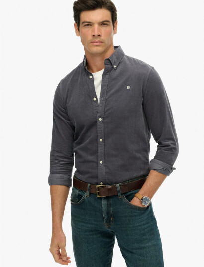 Superdry Classic Needle Cord Shirt - Navy - XXL
