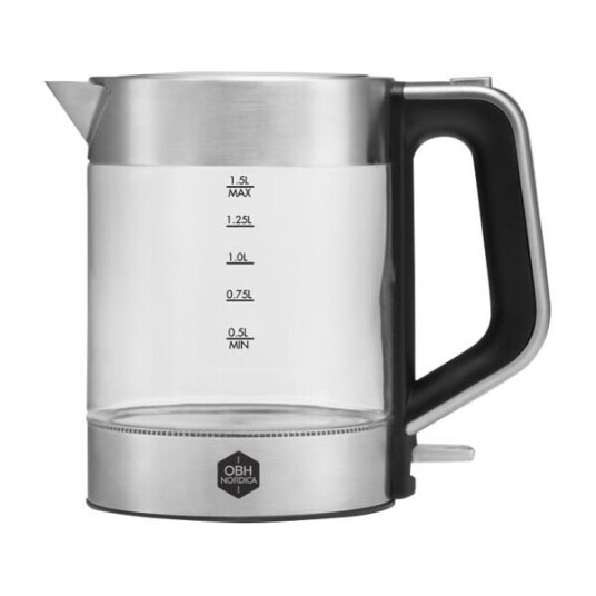 Obh Nordica Venice 1,5 L Vannkoker i Glass og Rustfritt Stål