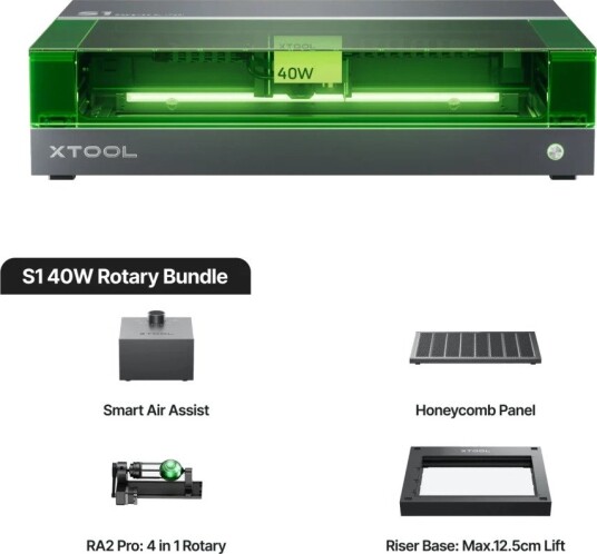 xTool S1 40W Dark Rotary Bundle