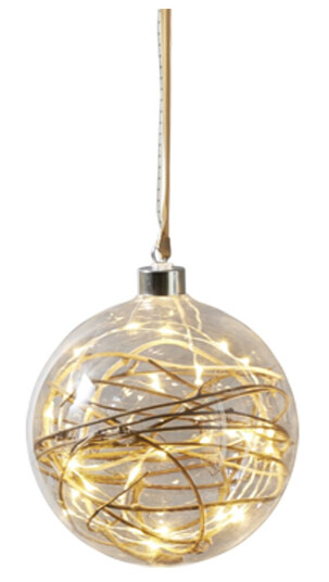 Star Trading   Glow julekule med lys og kvist i glass 15 cm klar