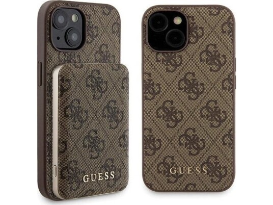 Deklas Rinkinys Guess Gubpm5p15s4gemgw Iphone 15 6.1" Hardcase + Powerbank 5000Mah Magsafe Ruda/Ruda 4G Metal Logo