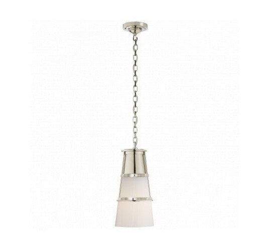 Robinson Medium Pendant Polished Nickel/White Glass