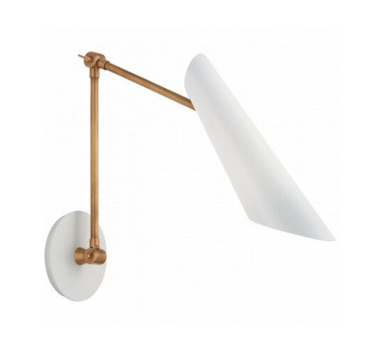 Franca Double Library Wall Light Antique Brass/White Shade Franca Double Library Wall Light Antique Brass/White Shade