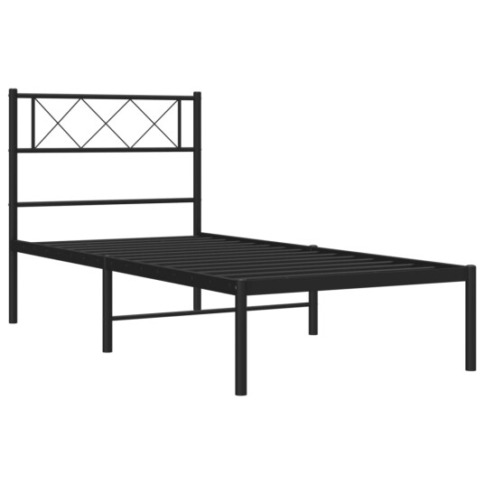 vidaXL Sengeramme i metall med hodegavl svart 90x200 cm 8721012190498