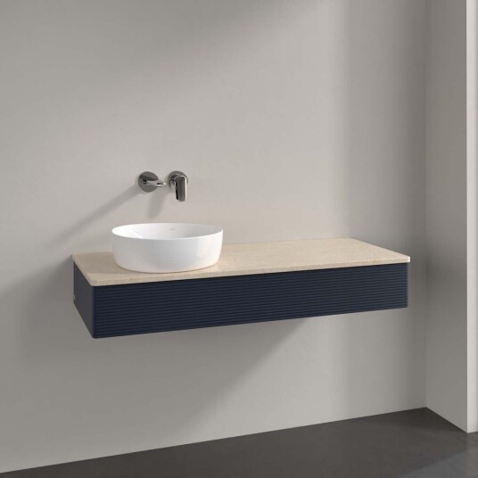 Villeroy & Boch Antao Servantskap med 1 skuff 120x50x19 cm m/lys Blå Matt/Crème Villeroy & Boch Antao Servantskap med 1 skuff 120x50x19 cm m/lys Blå Matt/Crème