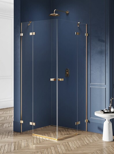 AVEXA PREMIUM Rett Dusjhjørne med Dobbeltdør Gull (90 x 90 x 200)
