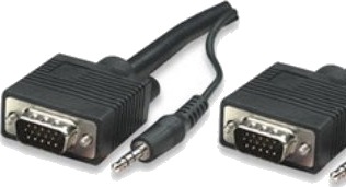 Manhattan Svga Audio Cable 4,5 M Vga D Sub + 3.5Mm Vga D Sub + 3.5Mm Nickel Sort Hankjønn/Hankjønn