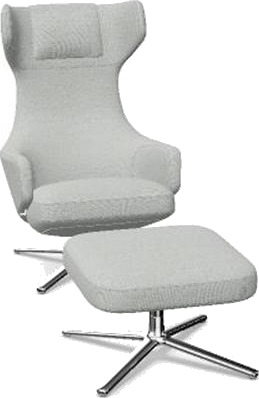 Vitra Grand Repos Lenestol med Fotskammel Dumet Pebble Melange/ Krom Vitra Grand Repos Lenestol med Fotskammel Dumet Pebble Melange/ Krom