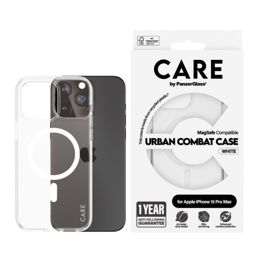 CARE by PanzerGlass Urban Combat Gjennomsiktig Mobildeksel med MagSafe for iPhone 15 Pro Max