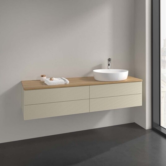 Villeroy & Boch Antao Servantskap med 4 skuffer 160x50x36 cm u/lys Grå Matt/Eik Villeroy & Boch Antao Servantskap med 4 skuffer 160x50x36 cm u/lys Grå Matt/Eik