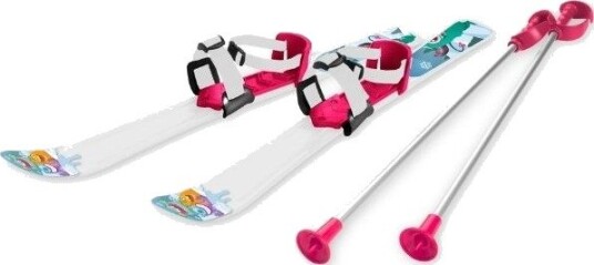 Baby Skisett 90cm Rosa Barneski Med Staver Og Justerbare Bindinger