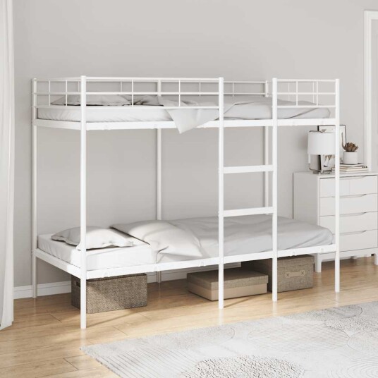 Køyeseng uten madrass hvit 90x190 cm stål 42000328 Køyeseng uten madrass hvit 90x190 cm stål 42000328