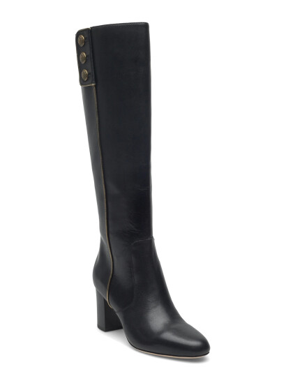 Lauren Ralph Lauren Kennedi Burnished Leather Tall Boot Heel - Black - 38 Lauren Ralph Lauren Kennedi Burnished Leather Tall Boot Heel - Black - 38